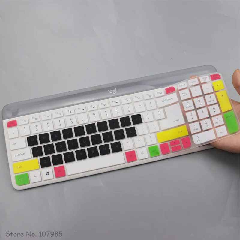 Funda De Silicona Súper Fina Para Teclados Logitech MK470, K585 Y K580 - Protector Transparente, Lavable Y Resistente Al Agua