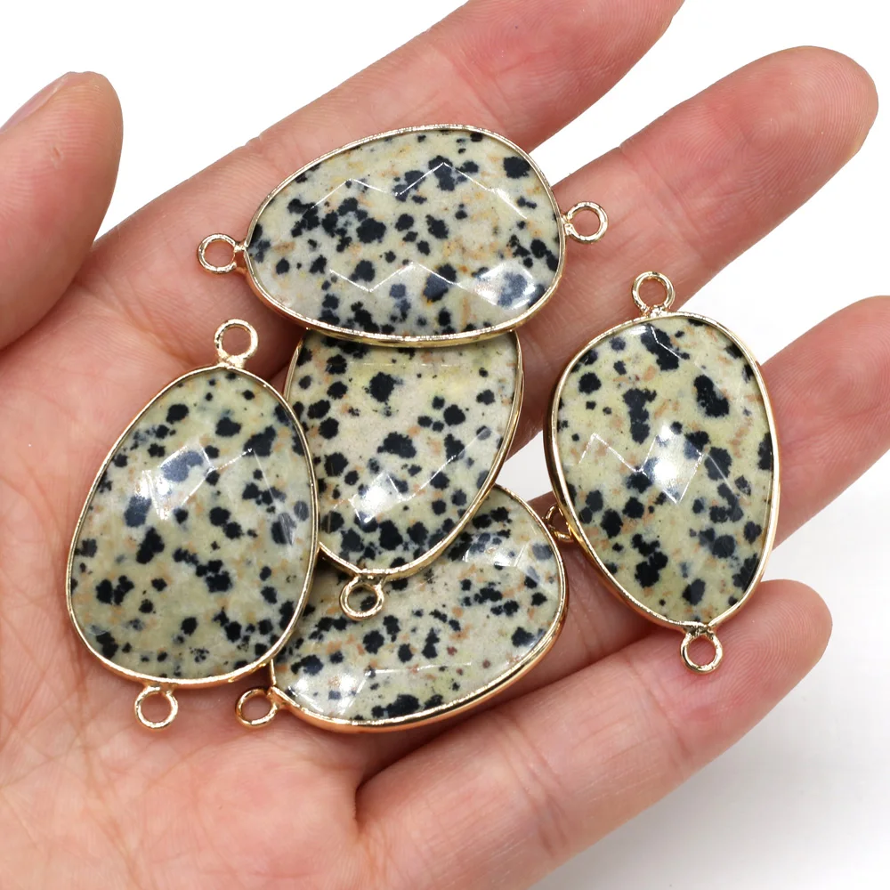 

Natural Stone Connectors Faceted rregular Pendants Links Damation Jasper Charm for Jewelry Making Necklace 22x38mm
