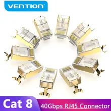 Vention Conector RJ45 Cat8 RJ45 8P8C Modular Ethernet Gato Cabo FTP Plug Cabeça Banhado A Ouro Crimp Rede RJ45 8 Connerctor cat8