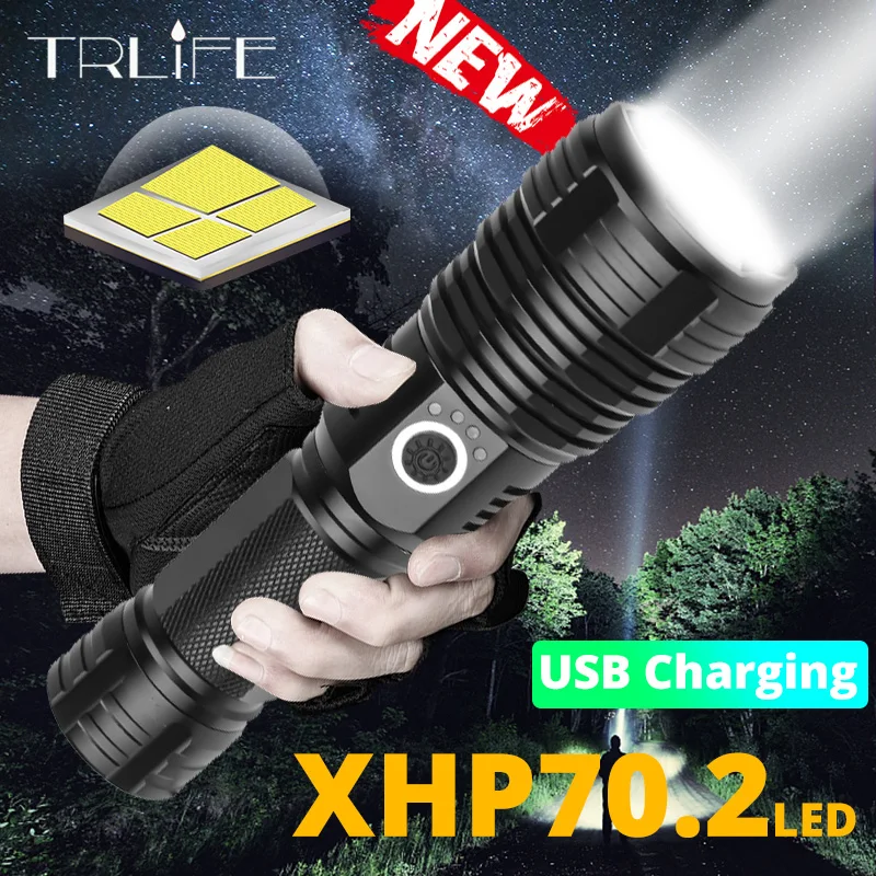 XLamp XHP70.2 охотничий самый мощный светодиодный фонарик Перезаряжаемый USB фонарь xhp50