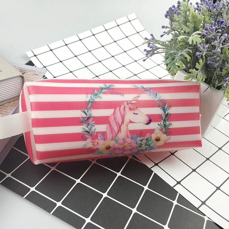 Большие силиконовые чехлы для карандашей Kawaii Единорог сумка для карандашей пакет милая школьная юбка-карандаш большая ручка чехол для девочек мальчиков корейские канцелярские принадлежности