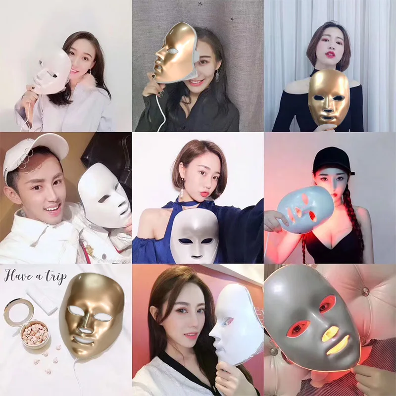 Светодиодная маска лицо маска для лица 5 типов 7 цветов электрическая машина светотерапия акне маска шеи Красота светодиодная маска Фотон терапия