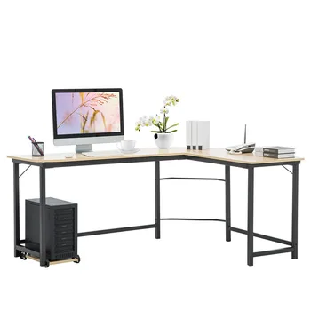 

Computer Desk Corner Desk Work Station Gaming Desk Computer Table Workstation Home Office Steel Wood Top Desk#S3