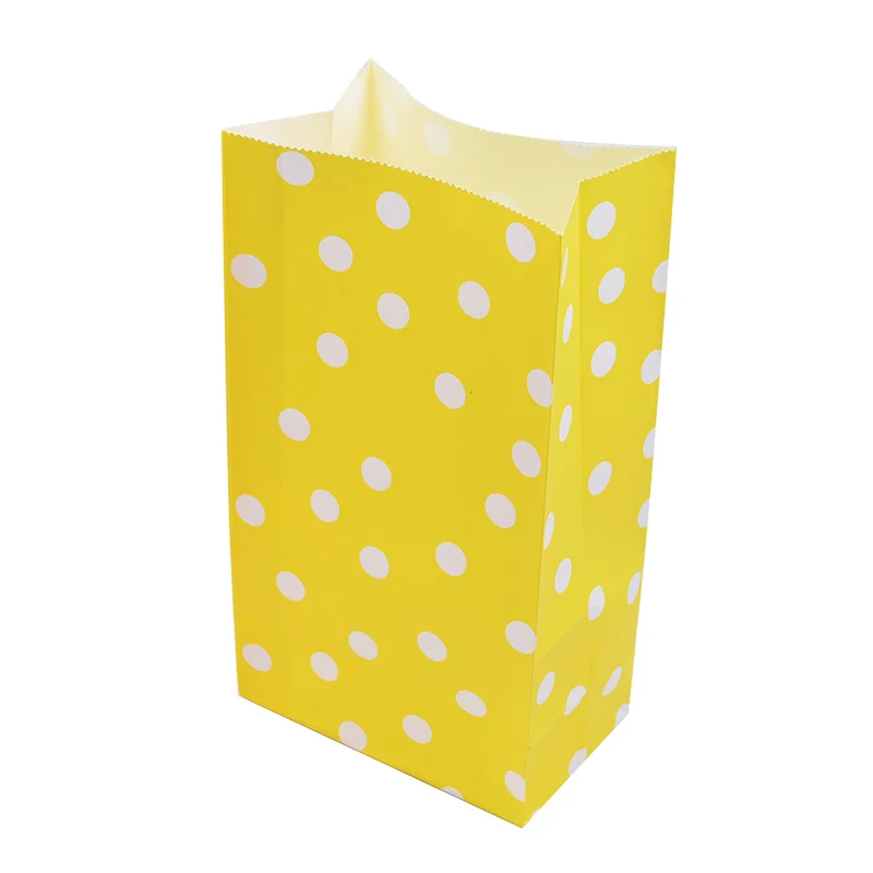 5 шт./лот в горошек крафт-бумажные пакеты для подарков вечерние подарочные сумки бумажные подарочные сумки Свадебная сумка для конфет подарки принадлежности для рождения детей - Цвет: yellow