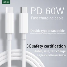 Kebiss pd cabo de dados usb c para usb tipo c 60w cabo de carregamento rápido cabo usb c cabo usb para ipad pro samsung macbook pro xiaomi
