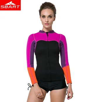 

SBART 2MM Neoprene Wetsuit Tops Long Sleeve Sunscreen Spearfishing Wetsuit Women Surfing Swimsuit Scuba Diving Shirt Jacket N