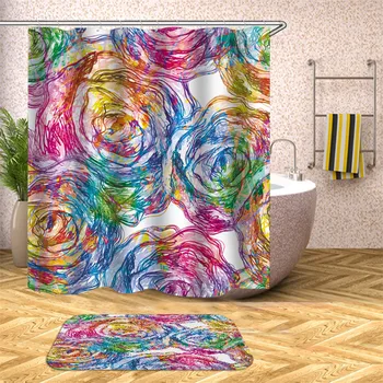 

High quality beach print shower curtain bathroom screen waterproof shower curtain with hook bathroom decoration