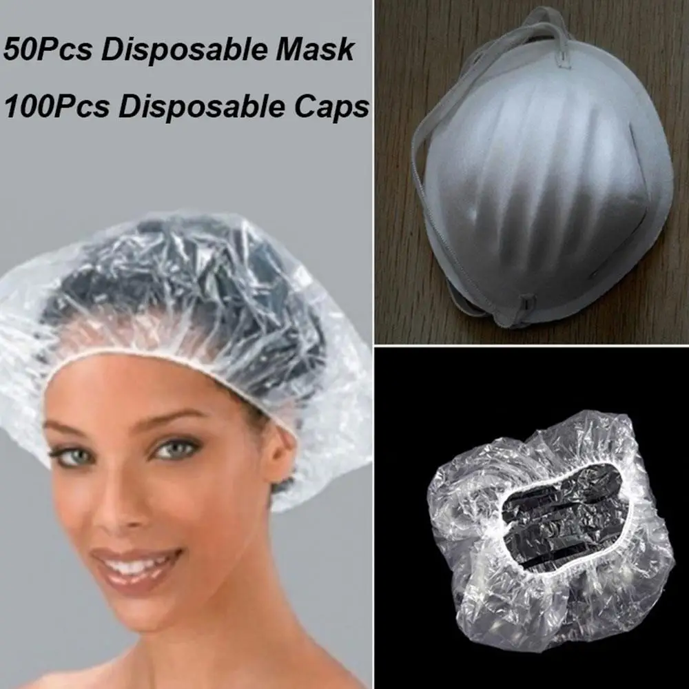 

Disposable Shower Caps PE Elastic Comfortable Disposable Bath Caps One Off Caps 100pcs/Bag Waterproof Hats Bathing Kitchen