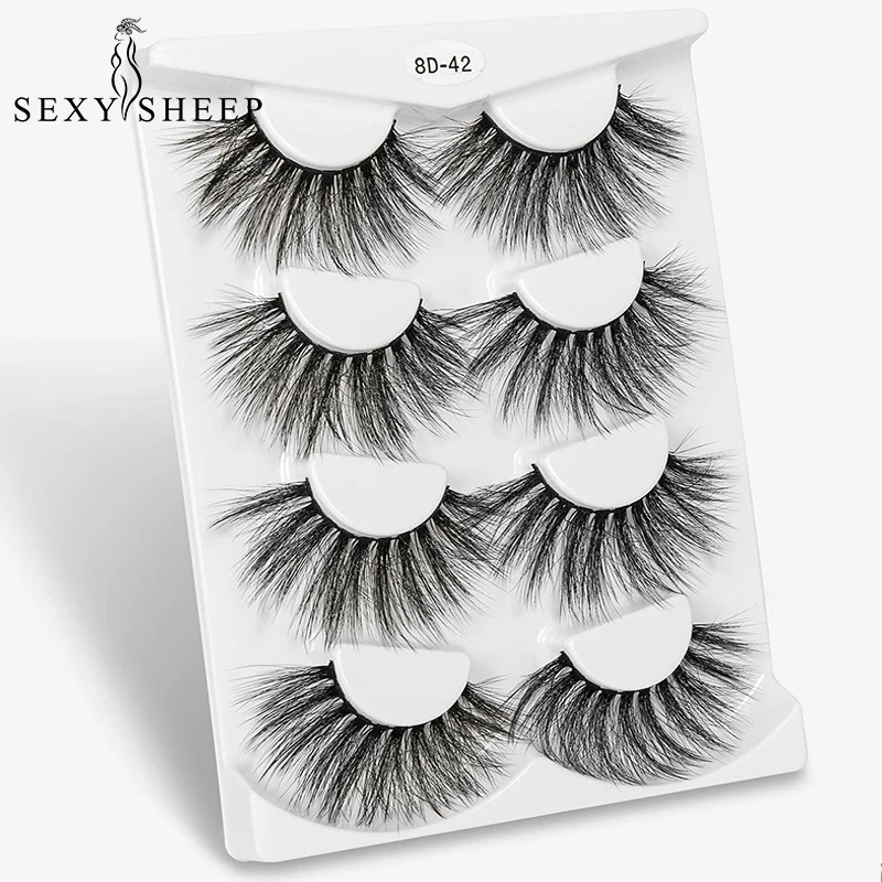 

SEXYSHEEP 4pairs 8D 25mm Mink Lashes Natural Long False Eyelashes Volume Fake Lashes Makeup Extension Eyelashes maquiagem
