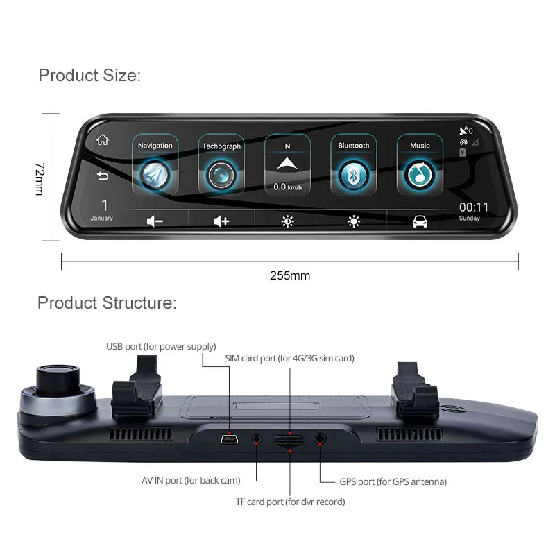  Kamera Dual Cams Hd1080P Gps Logger Wdr Auto Video Recorder Spiegel Dvrs Mit Spezielle Mou