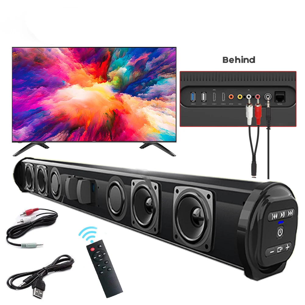 Powerful Home Theater TV Sound Bar Speaker Wired Wireless Bluetooth Surround Soundbar for PC Outdoor Speakers Remote | - Цена: 2 924,19 руб.