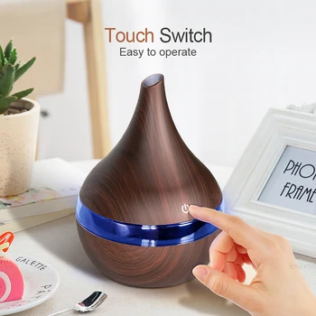 

USB 300ml Electric Aroma air Diffuser Wood Grain Ultrasonic Air Humidifier Cool Mist Maker With 2colors Lights for home