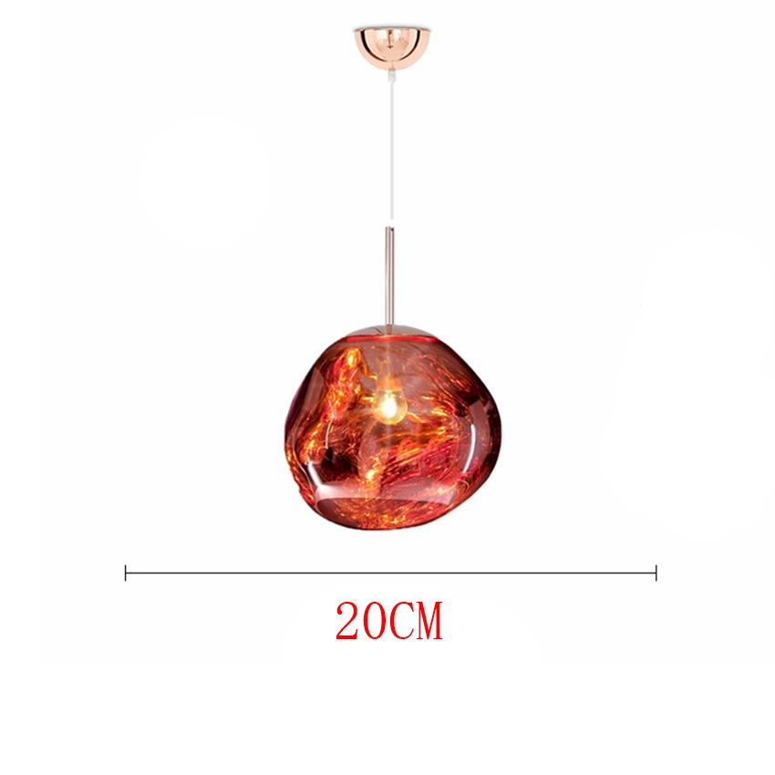 Современный Лофт стеклянный светодиодный подвесной светильник DIXON Melt Lava подвесные светильники для гостиной спальни Подвесные Лампы домашнее освещение, осветительный прибор - Цвет корпуса: Red 20CM