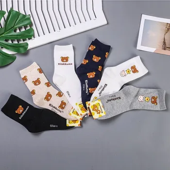 

Cartoon anime Kiiroitori Rilakkuma korilakkuma women crew socks Harajuku cotton Comfortable Sweat funny cute warm sporting sock