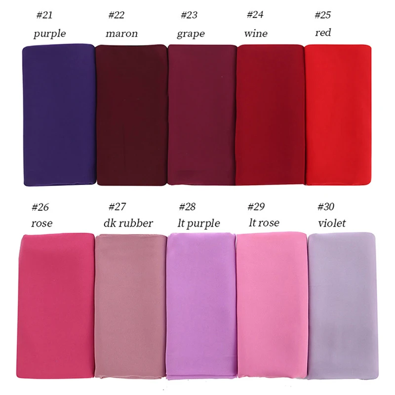Color swatch 3 10 шт./лот, Женский шифоновый шарф, простой, пузырьковый, шифон, хиджаб, накидка, сплошной цвет, шаль на голову, мусульманские хиджабы, шарфы, банданы - Цвет: Color swatch 3