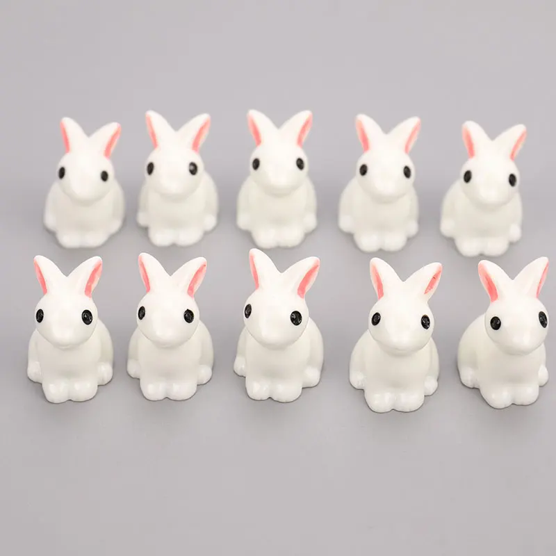 12pcs Mini Rabbit Easter Decoration Miniature Hare Animal Figurine Resin Craft Bunny Garden Ornament DIY Accessories