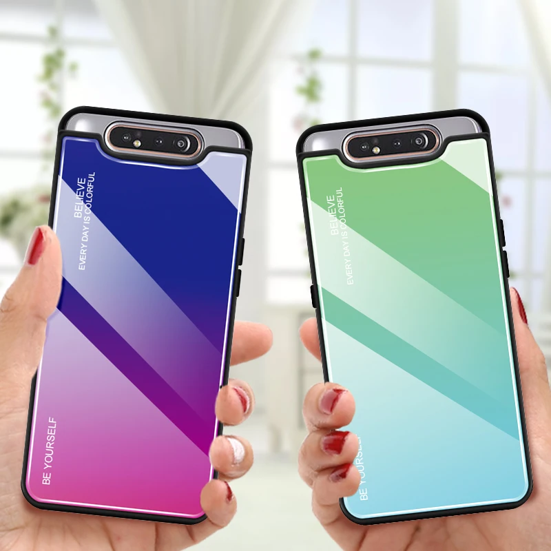 Градиент закаленное Стекло чехол для samsung Galaxy A50 A70 Примечание 10 9 8 S8 S9 S10 плюс S10e 80 30С 40С 20e A7 чехол для телефона чехол