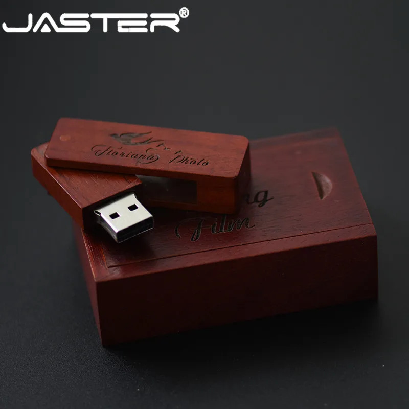 JASTER флэш-накопитель в деревянном корпусе с логотипом на заказ USB+ коробка USB флэш-накопитель 4 ГБ 8 ГБ 16 ГБ флеш-накопитель карта памяти 32 Гб 64 Гб USB DIY логотип