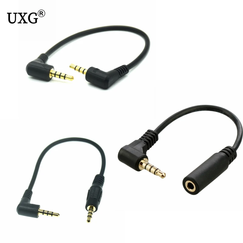 

3.5MM Male To Female 90 Degree Right Angled Aux Audio Cable Line 20cm