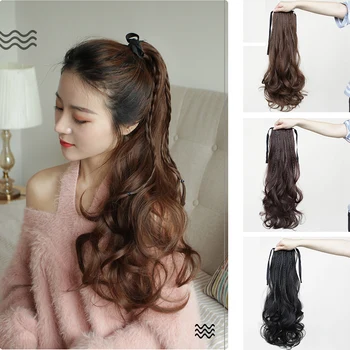 

MUMUPI synthetic long curly ponytail artificial fake hair pony tail ponny clip hair extensions tress poney extension