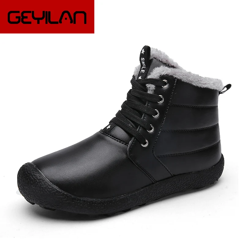 

Warm Fur Snow Boots Men Winter Shoes Mens Leather Shoe Ankle Cowboy Waterproof shose Man Motorcycle Casual Boot 2019 Footwear
