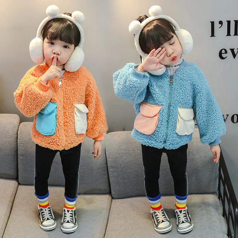 

2019 Winter Korean-style New Style GIRL'S Suit Children Brushed And Thick Pocket Wool Sweater Two-Piece Set