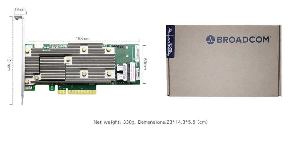 Плата контроллера Broadcom LSI 9460-8I 2 Гб кэш-памяти SFF8643 PCIe 3,1 12 ГБ/сек. sas. sata. NVMe
