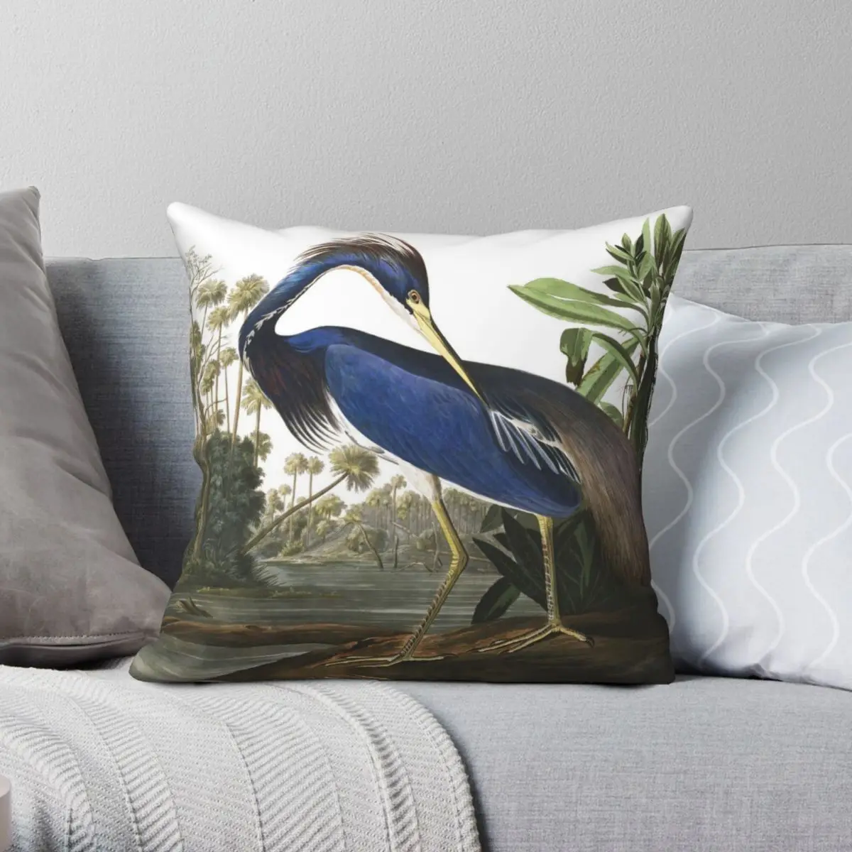 

Tricolored Heron John James Audubon Pillowcase Polyester Linen Velvet Zip Decor Pillow Case Sofa Seater Cushion Cover 18"