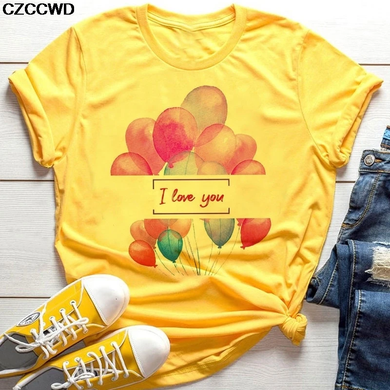 Summer 2020 New Vogue Yellow Vase Floral Print Tshirt Harajuku Elegant T Shirt Cute Casual Loose Short Sleeve T-shirt Women Top