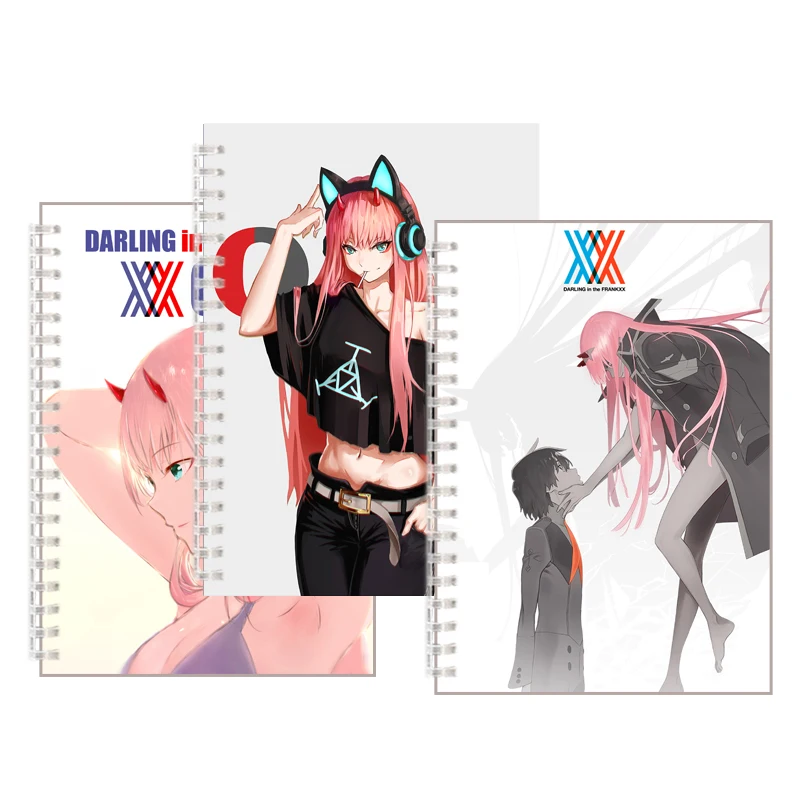 Спиральная записная книжка Hiro Zero Two DARLING in the FRANXX постер с надписью Gigure 02 рожок