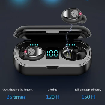

Touch Control 2000 mAh Power Bluetooth 5.0 Earphone Wireless Headphones LED Stereo Sport Wireless Headsets Fone de ouvido Phone