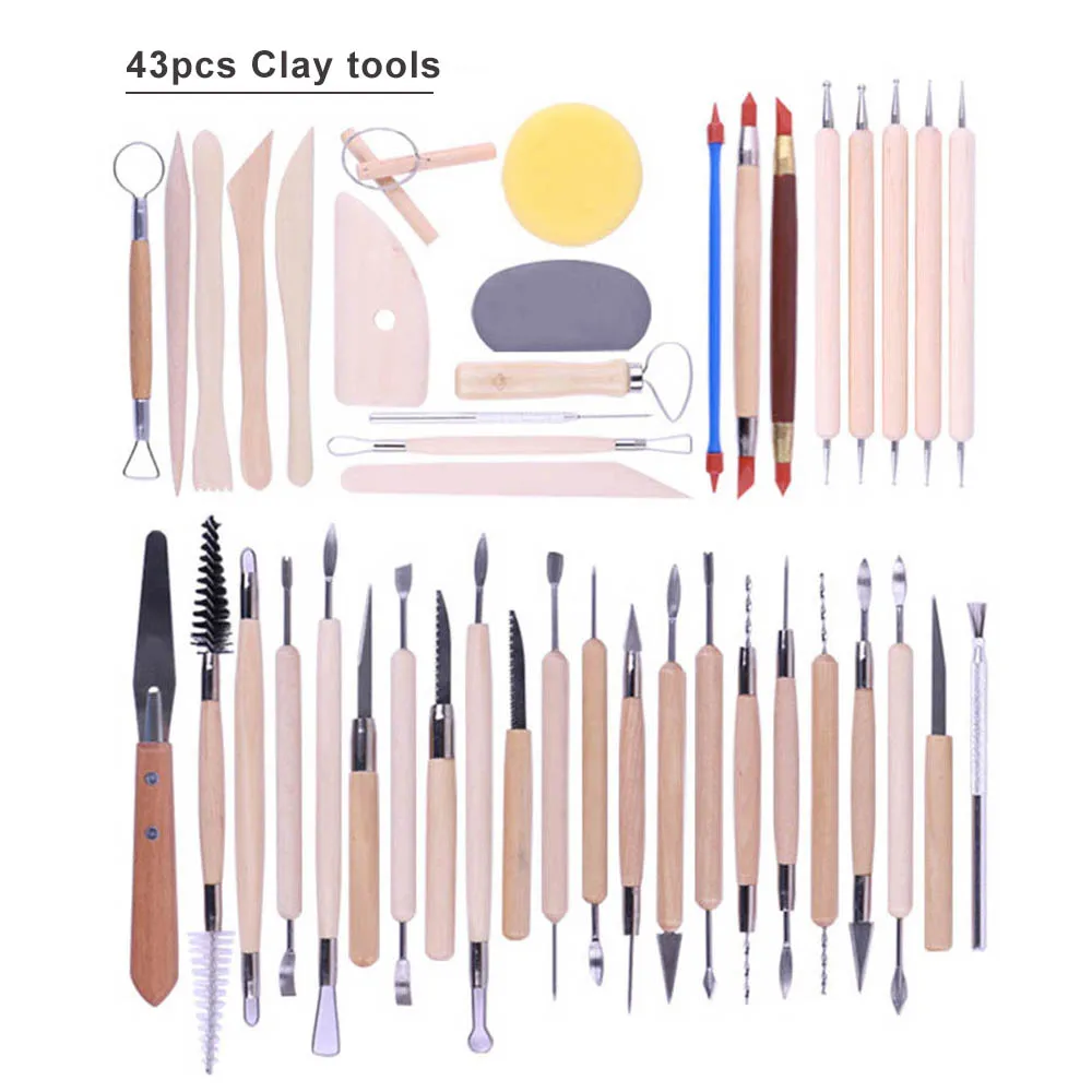 43pcs Tools For Ceramics Clay Sculpture Tools For Polymer Tool Craft Sculpting Pottery Modeling Carved Smoothing Wax Kit-1