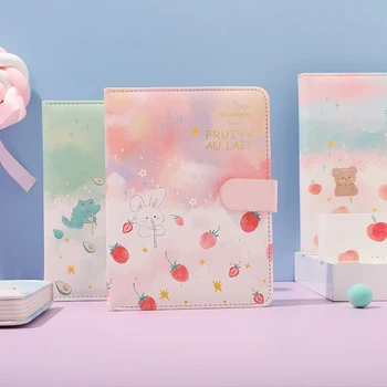 

B6 Cute Notebook Color Inner Page DIY Diary Handbook PU Journal Hardcover Notebooks for School Creative Cartoon Notepads Planner