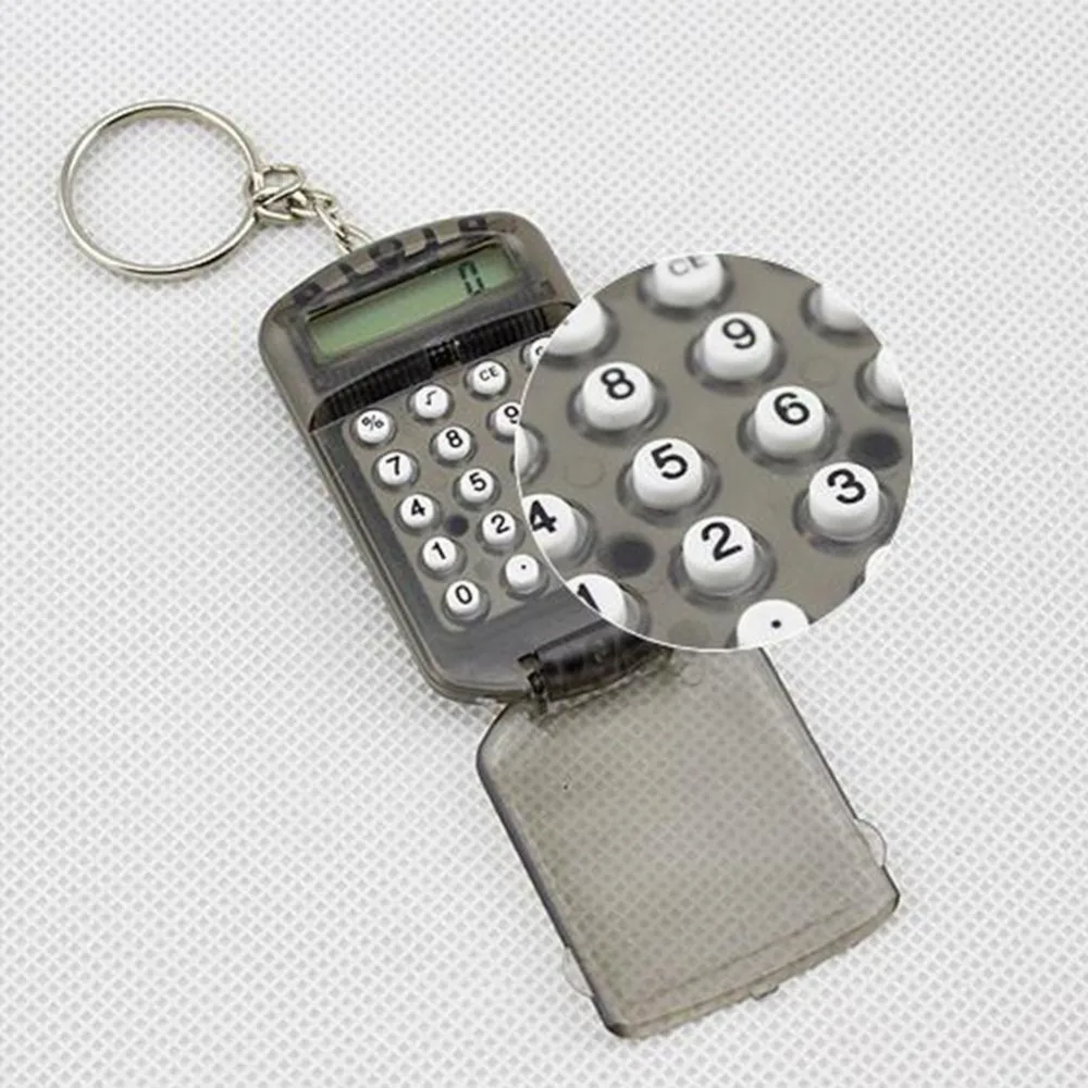 Новейший серый жесткий прозрачный пластиковый корпус 8 цифр электронный мини-калькулятор с брелком случайный цвет