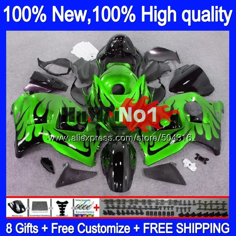 GSXR-1300 для SUZUKI Hayabusa GSXR 1300 зеленый пламя 28MC. 63 GSXR1300 2002 2003 2004 2005 2006 2007 96 02 03 04 05 06 07 обтекатель - Цвет: No. 1
