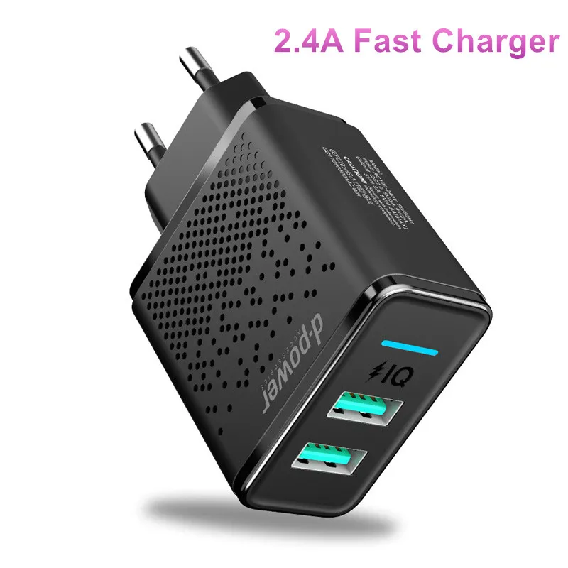 

27W 2.4A Fast 2 USB Charger Phone Charger for iphone X Samsung Xiaomi phone tablets Power Socket Travel Wall Adapter US EU Plug