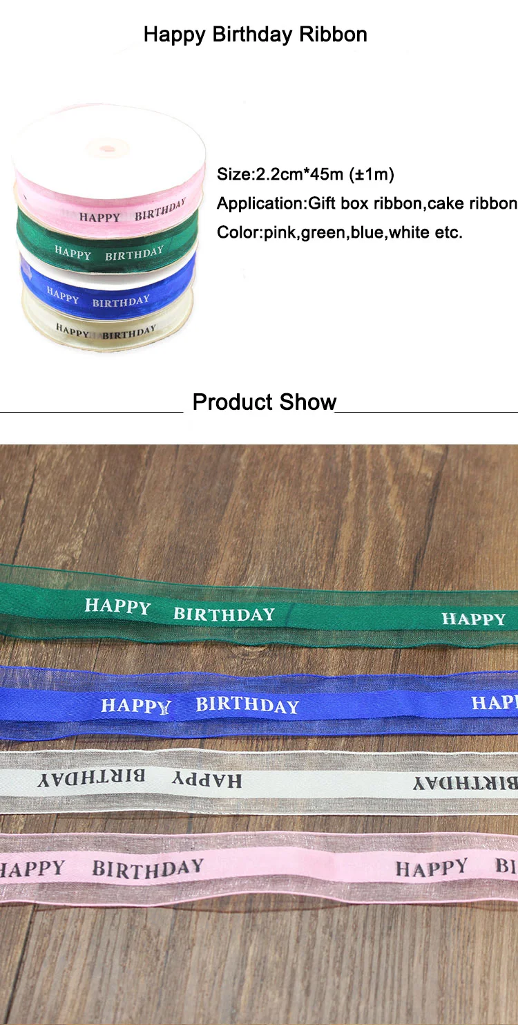 happy birthday DIY ribbon size