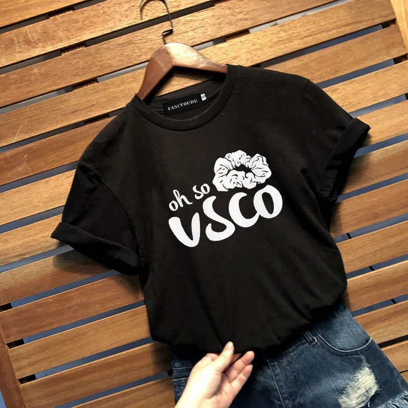 VSCO женская футболка с коротким рукавом и круглым вырезом с принтом, уличная рубашка