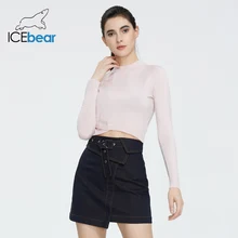 icebear 2020 Spring New Women's Basic Slim Slim Solid Short Round Neck Pullover Sweater AW-157