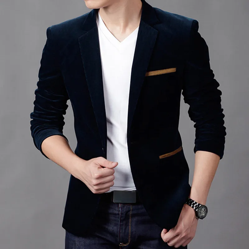 Men Suit Jacket Autum Velvet Wedding Dress Coat Mens Blazer Jacket