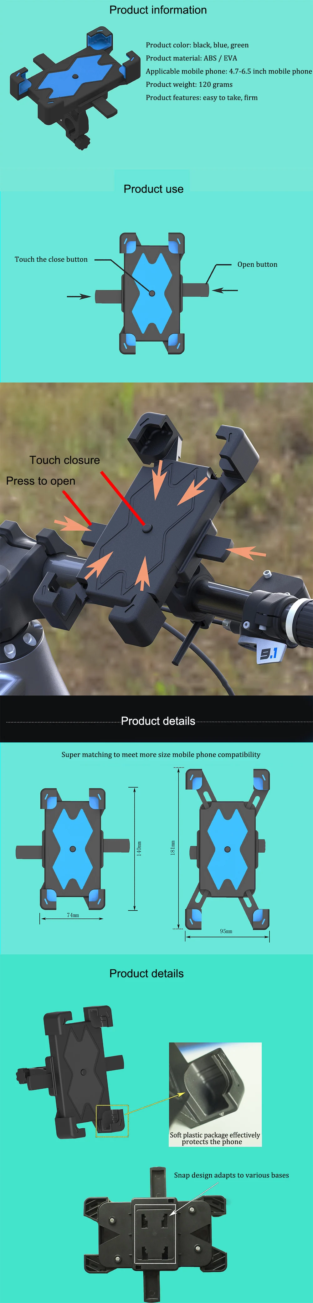 Велосипедный держатель для телефона, дорожный MTB iPhone, пластиковый силиконовый держатель для мотоцикла, мобильного ABS, держатель для велосипеда, держатель для руля, подставка для крепления gps, кронштейн