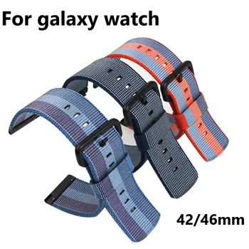 

New Canvas Nylon Strap Watch Band for Samsung Galaxy Watch Fashion Stripe Sports Strap Wristband for Galaxy S4 Watch 42/46MM