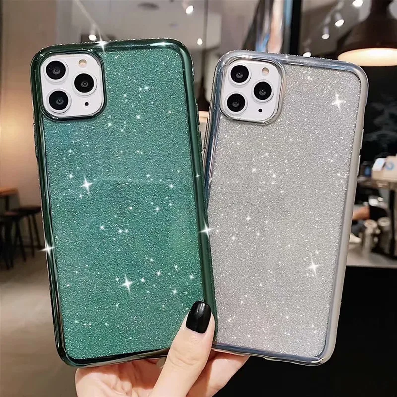 

Shiny Bling Diamond Glitter Silicone Case For iphone 6 6s 7 8 plus 11 pro X XS MAX XR Plating Clear Color Cover Capa Fundas