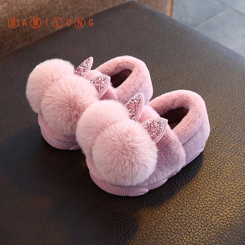 Bunny Slippers Shoes Children Plush BAMILONG Kids Indoor Winter Cute B350 Antiskid Cotton