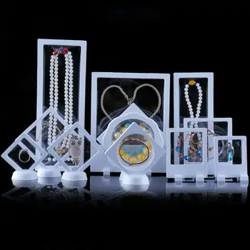 

10pcs/set Transparent Jewelry Display Box Ring Suspended Floating Holder Case Jewellery Coins Gems 3D Floating Frame Shadow Box