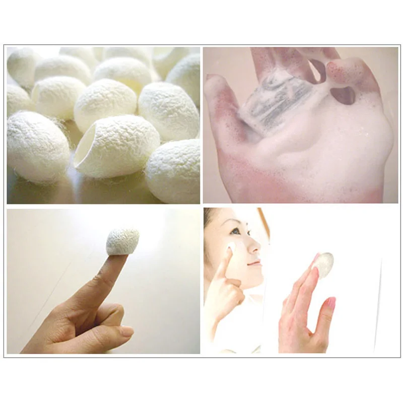 100Pcs Organic Natural Silk Cocoons Silkworm Balls Facial Skin Care Scrub Purifying Acne Anti Aging Whitening V9-Drop