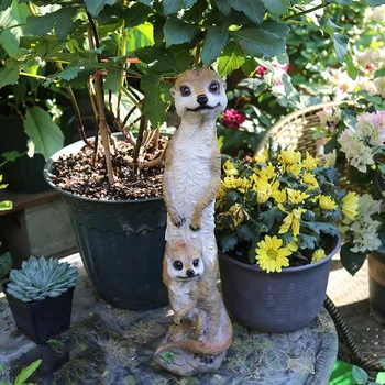 

Nordic Art Resin Simulation Animal Crafts Ornaments Now Simple Home Outdoor Courtyard Garden Yard Decoration Meerkat Furnishings