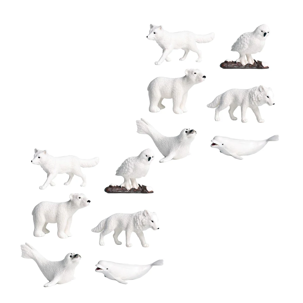 12 Pieces Polar Animals Model - Simulation Polar Animal Figurines for Home Collection Kids Science and Nature Toys