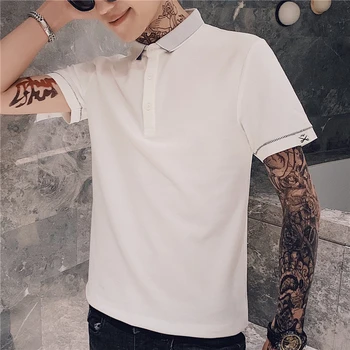 

Fashion 2020 Summer Men Polo Shirt High Quality Slim Fit Polo Shirt Men Short Sleeve Casual Polo Homme Streetwear 3XL Black