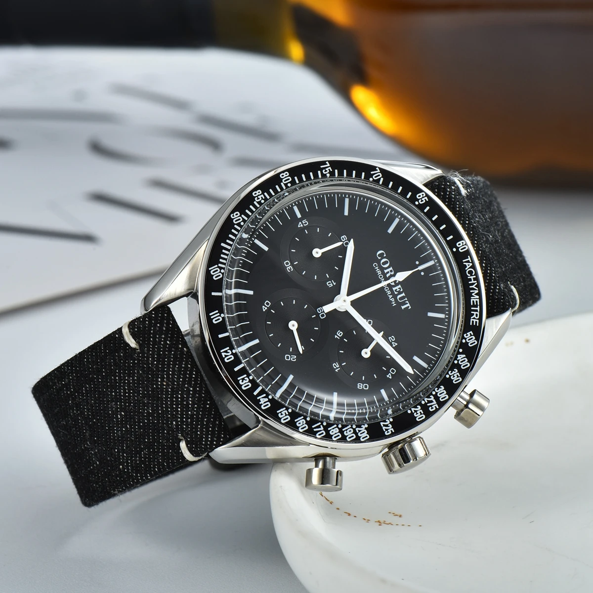 Corgeut Watch Men Fashion Sport Multifunction Quartz Clock Mens Watches Top Brand Luxury 24 hours full chronograph Wrist watch